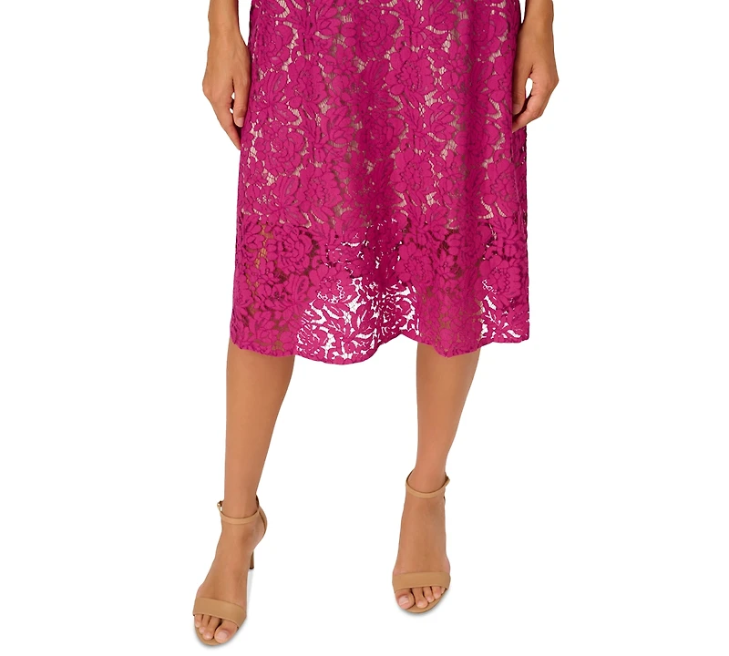 Adrianna Papell Women's Sleeveless Lace Midi Dress