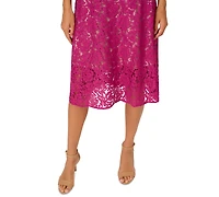Adrianna Papell Women's Sleeveless Lace Midi Dress