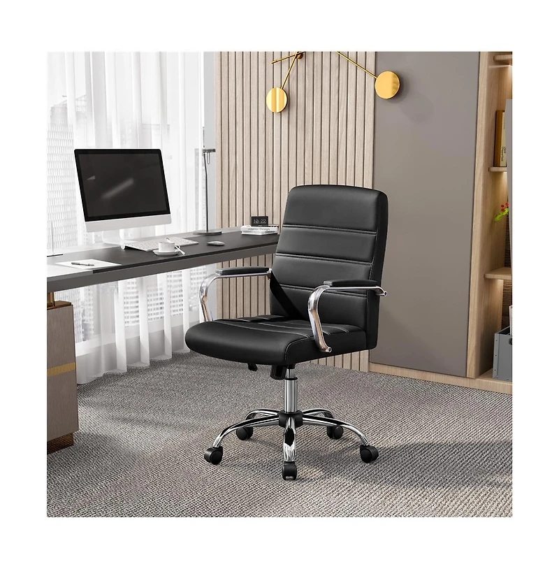 Yaheetech Mid-Back Office Chair Pu Leather Executive