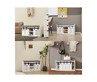 Streamdale 2-Tier Entryway Bench with Sliding Doors and Cushion