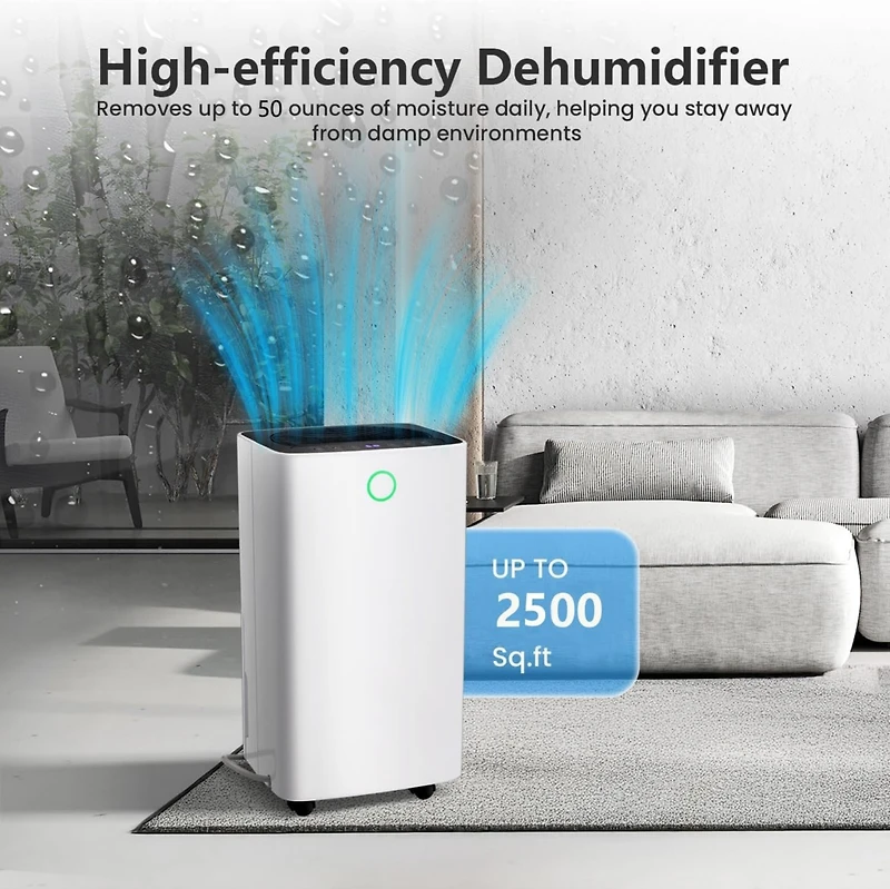 Zafro Dehumidifier for Bathroom & Basement & Bedroom & Room with Drain Hose, 1,500 Sq. Ft Dehumidifiers with Auto or Manual Drainage, 3 Working Modes/