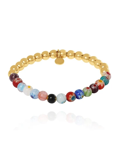 Jessica Simpson Multicolor Beaded Stretch Bracelet with Gold Accents