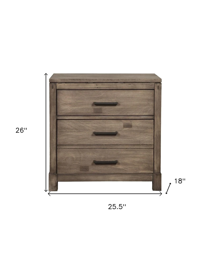 Rustic Weathered Wood Nightstand with Two Drawers for Bedside Essentials