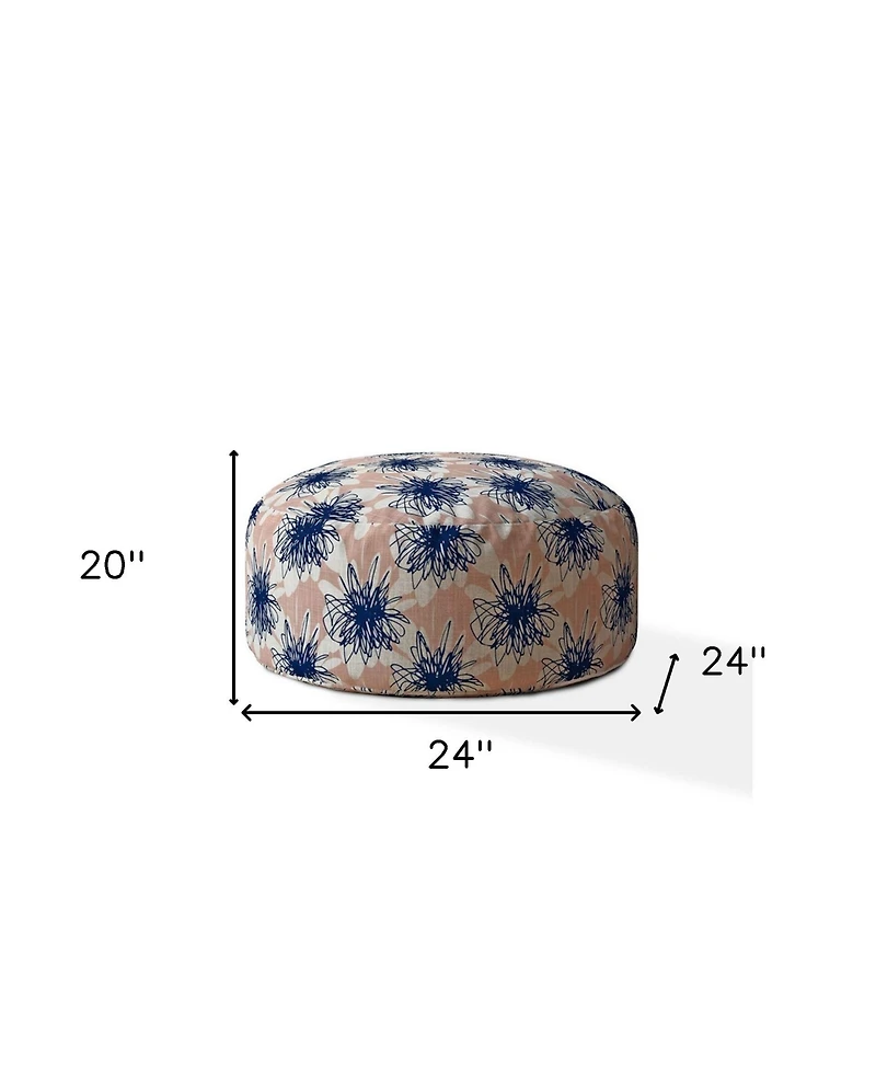 Round Canvas Floral Pouf Ottoman – Stylish and Functional Piece