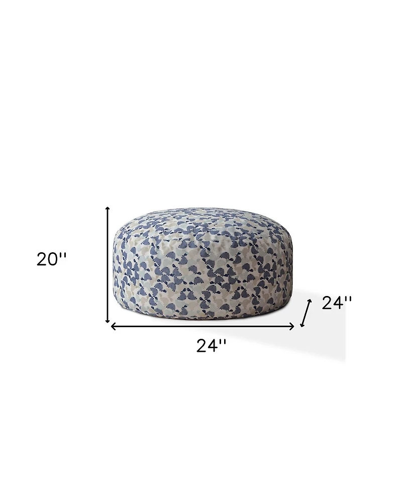 Modern Cotton Round Turtle Pouf Ottoman for Lounge and Relaxation