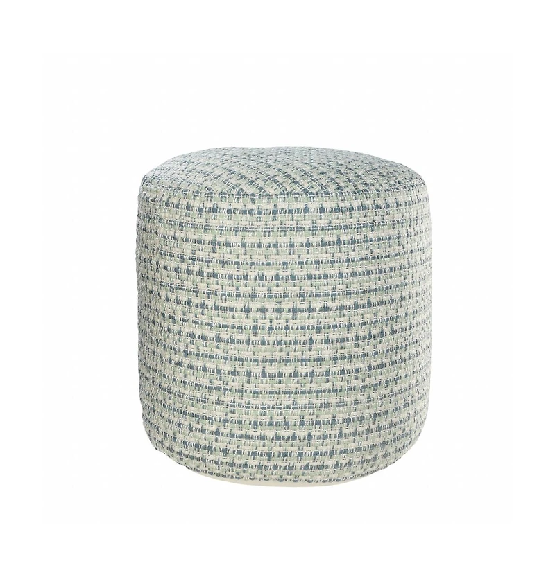 Round Geometric Polyester Pouf Ottoman for Indoor and Outdoor Seating