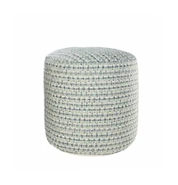 Round Geometric Polyester Pouf Ottoman for Indoor and Outdoor Seating