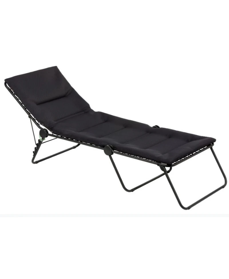 Reclining Steel Chaise Lounge with Cushion for Backyard and Deck