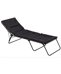 Reclining Steel Chaise Lounge with Cushion for Backyard and Deck