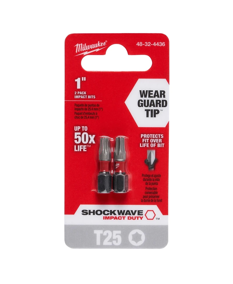 Milwaukee 48-32-4436 Shockwave Impact Torx T25 Insert Bits - 2 Pack