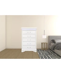 Solid Wood Five-Drawer Chest with Led Lighting for Bedroom Storage