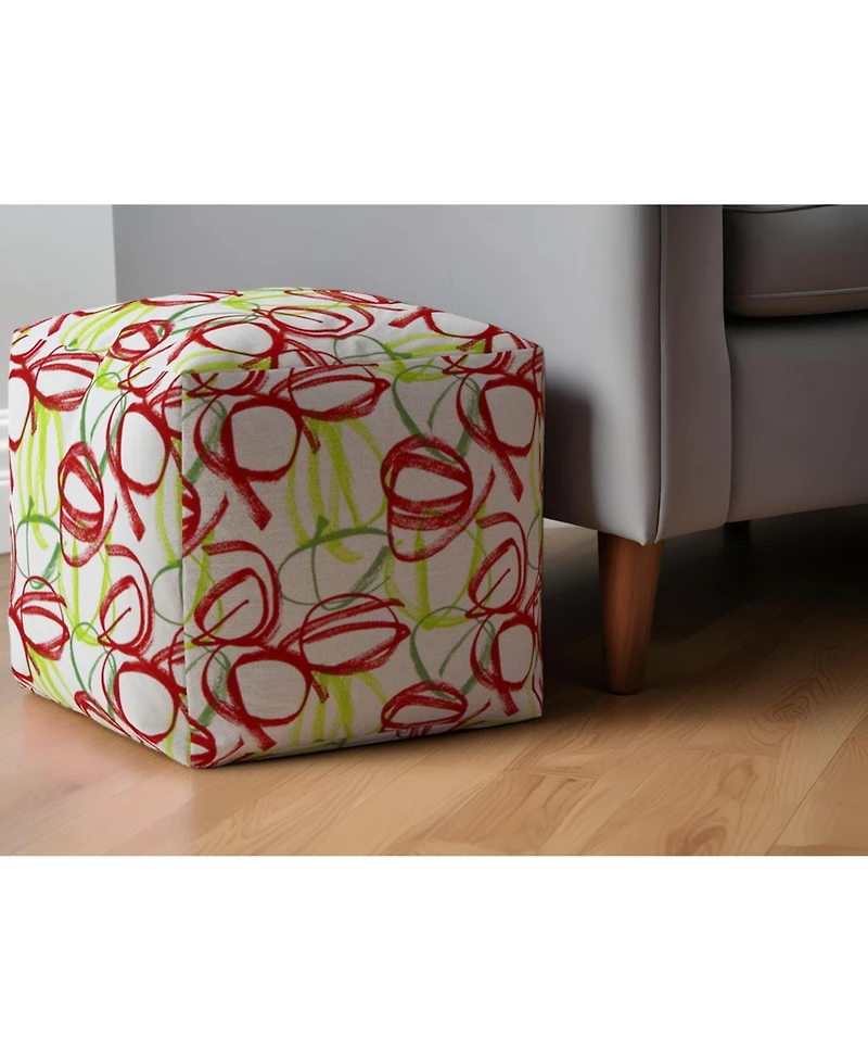 Soft Cotton Round Polka Dots Pouf Ottoman for Footrest and Extra Seating