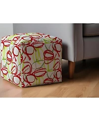Soft Cotton Round Polka Dots Pouf Ottoman for Footrest and Extra Seating