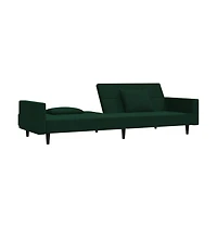 2-Seater Sofa Bed with Two Pillows Dark Green Velvet