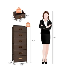 Steel and Fabric Six-Drawer Chest for Bedroom Closet and Home Storage