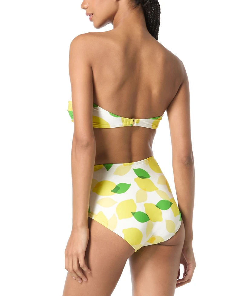 Kate Spade Women's Lemon-Print Tie-Front Shirred One-Piece Swimsuit, Exclusively at Macy's