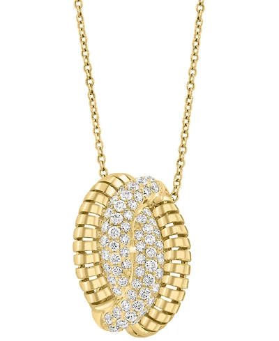 Effy Diamond Pave Abstract Crossover Pendant Necklace (5/8 ct. t.w.) in 14k Gold, 17" + 1" extender