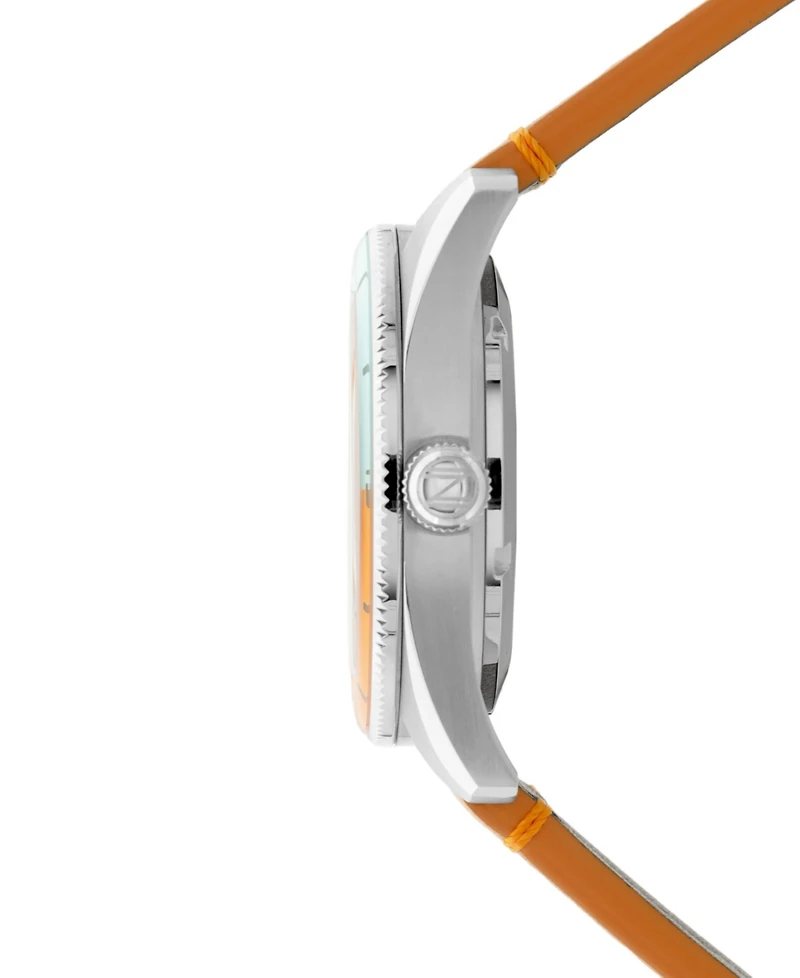 Spinnaker Men's Fleuss Automatic Orange Leather Strap Watch, 43mm