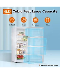 Zafro Upright Freezer, 6.0 Cu.ft Deep Freezer with Reversible Single Door,Removable Shelves, Small Stand Up Freezer with Adjustable Thermostat for Hom