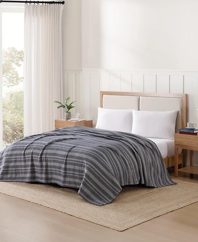 Tommy Hilfiger Harbor Stripe Cotton Yarn Dyed Blanket, Twin
