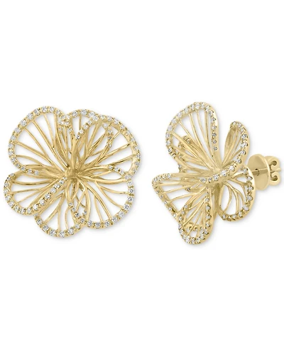 Effy Diamond Openwork Flower Stud Earrings (5/8 ct. t.w.) in 14k Gold