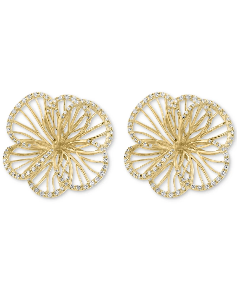 Effy Diamond Openwork Flower Stud Earrings (5/8 ct. t.w.) in 14k Gold