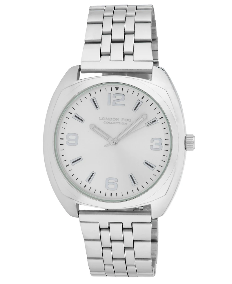 London Fog Unisex Keltic Cushion Case Silver Link Alloy Watch, 38mm