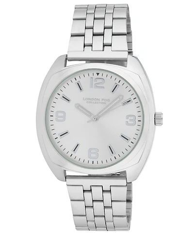 London Fog Unisex Keltic Cushion Case Silver Link Alloy Watch, 38mm