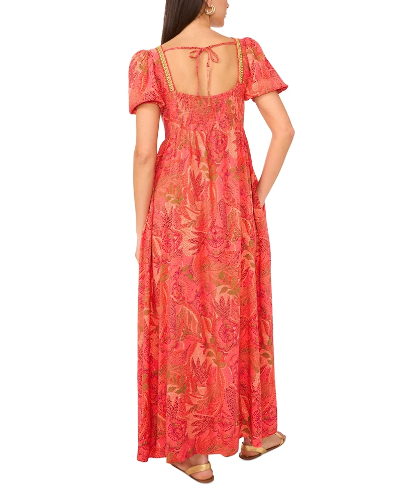 Vince Camuto Women's Printed Square-Neck Maxi Dress