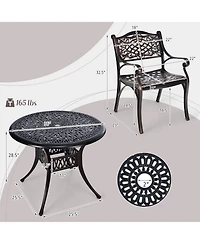 Gymax 5PCS Cast Aluminum Patio Bistro Set Outdoor Dining Table & Chair Furniture Set
