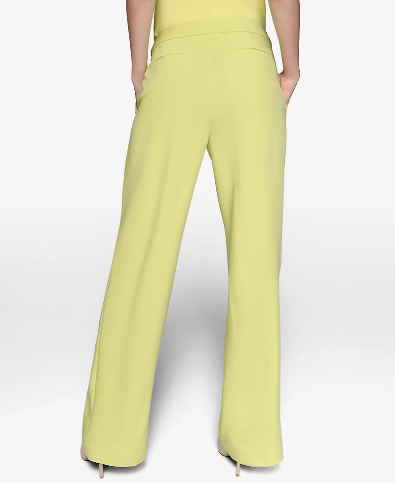 Karl Lagerfeld Paris Women's Full Straight-Leg Mid-Rise Pants