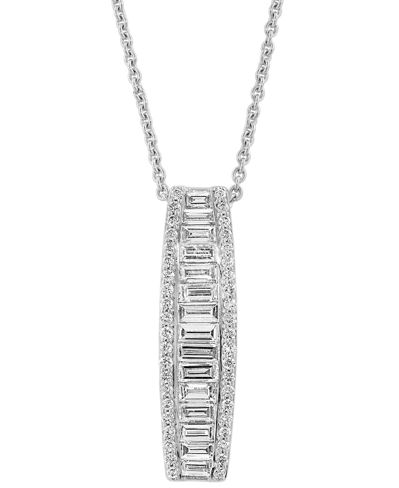 Effy Lab Grown Diamond Round & Baguette Linear Drop Pendant Necklace (1-3/8 ct. t.w.) in 14k Gold