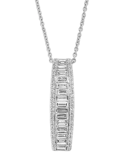 Effy Lab Grown Diamond Round & Baguette Linear Drop Pendant Necklace (1-3/8 ct. t.w.) in 14k Gold
