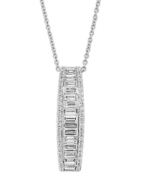 Effy Lab Grown Diamond Round & Baguette Linear Drop Pendant Necklace (1-3/8 ct. t.w.) in 14k Gold