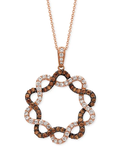 Le Vian Chocolatier Chocolate Diamond & Vanilla Diamond Intertwined Star Adjustable 20" Pendant Neckalce (1-1/3 ct. t.w.) in 14k Rose Gold