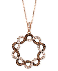 Le Vian Chocolatier Chocolate Diamond & Vanilla Diamond Intertwined Star Adjustable 20" Pendant Neckalce (1-1/3 ct. t.w.) in 14k Rose Gold