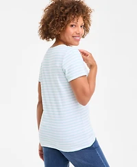 Style & Co Petite Simple Stripe Scoop-Neck Knit Top, Exclusively at Macy's