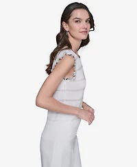 Karl Lagerfeld Paris Women's Pointelle Knit Sleeveless Top