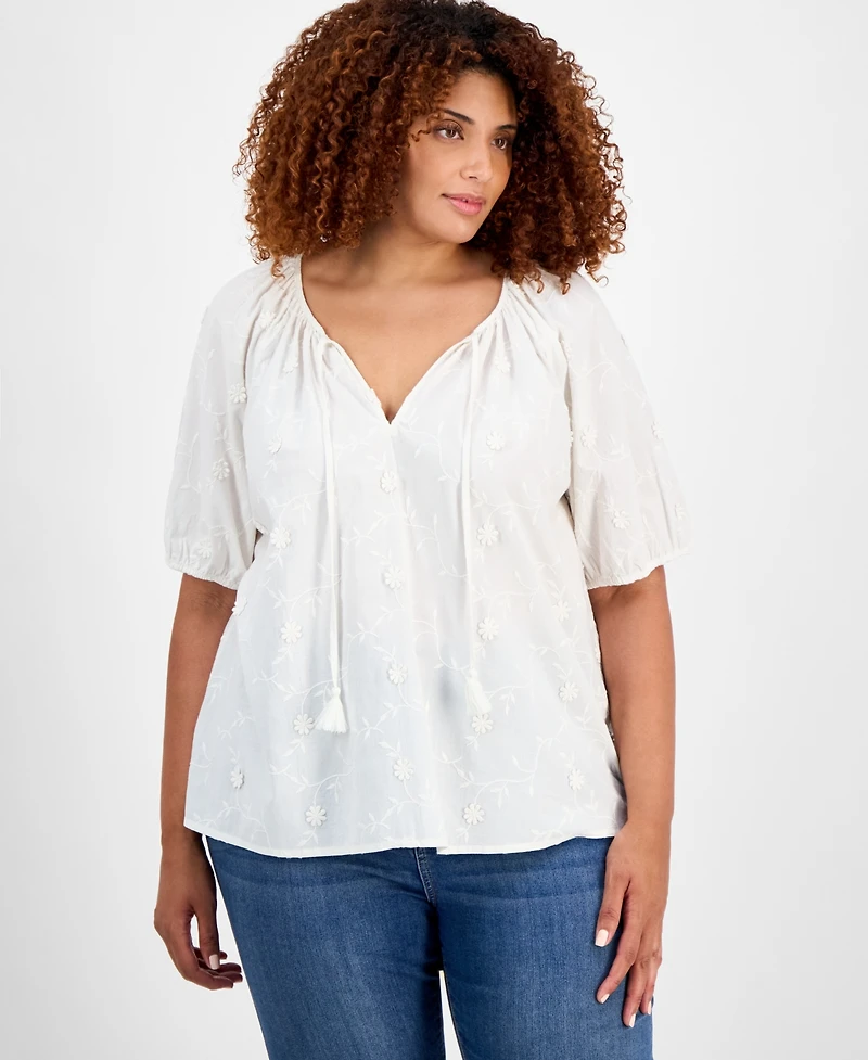 Style & Co Plus Size Applique Top, Exclusively at Macy's