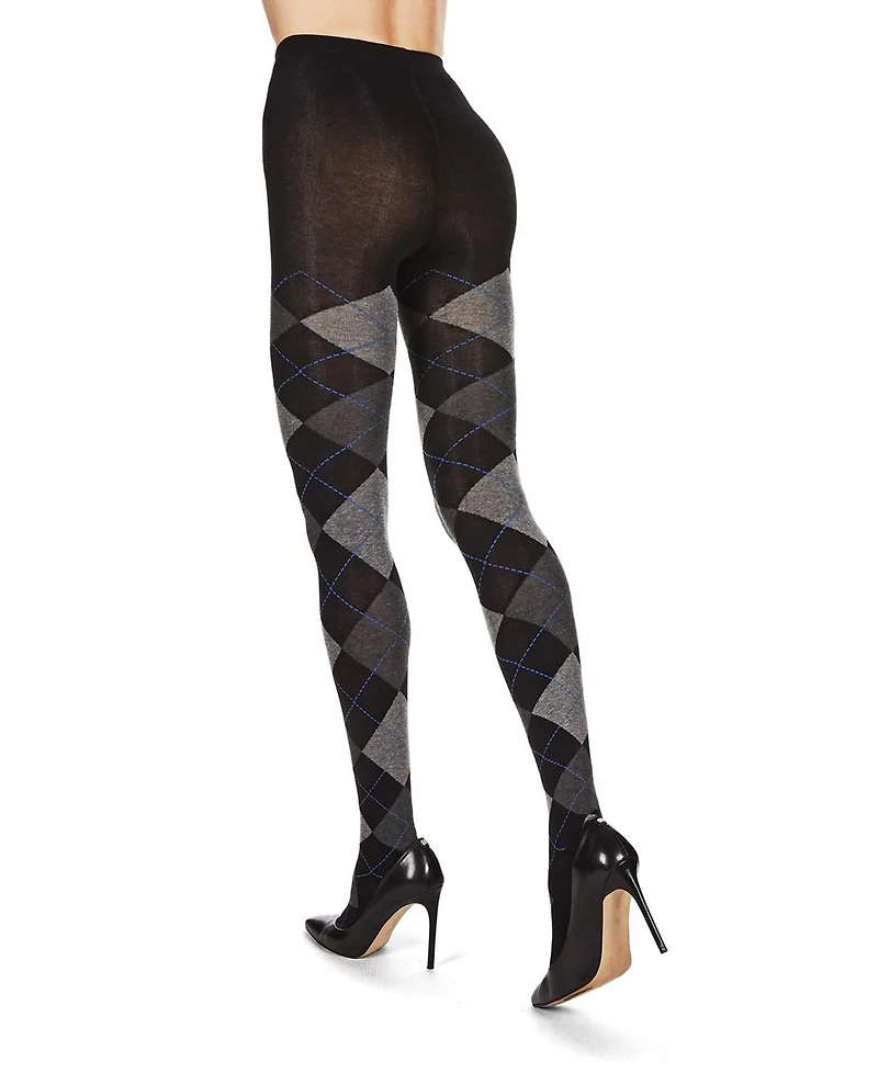 MeMoi Women's Textured Argyle Patterned Sweater Tights