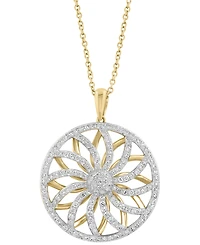 Effy Diamond Floral Wheel Pendant Necklace (3/4 ct. t.w.) in 14k Gold, 17" + 1" extender