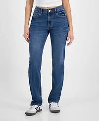 Dollhouse Juniors' High-Rise Baggy Straight-Leg Jeans