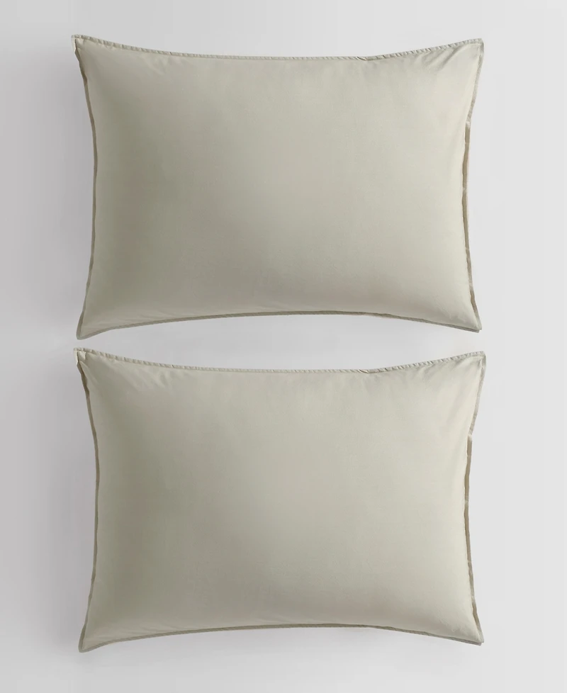 Calvin Klein Washed Percale Cotton Solid 3 Piece Comforter Set