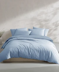 Calvin Klein Washed Percale Cotton Solid 3 Piece Comforter Set