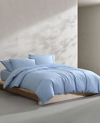 Calvin Klein Washed Percale Cotton Solid 3 Piece Comforter Set