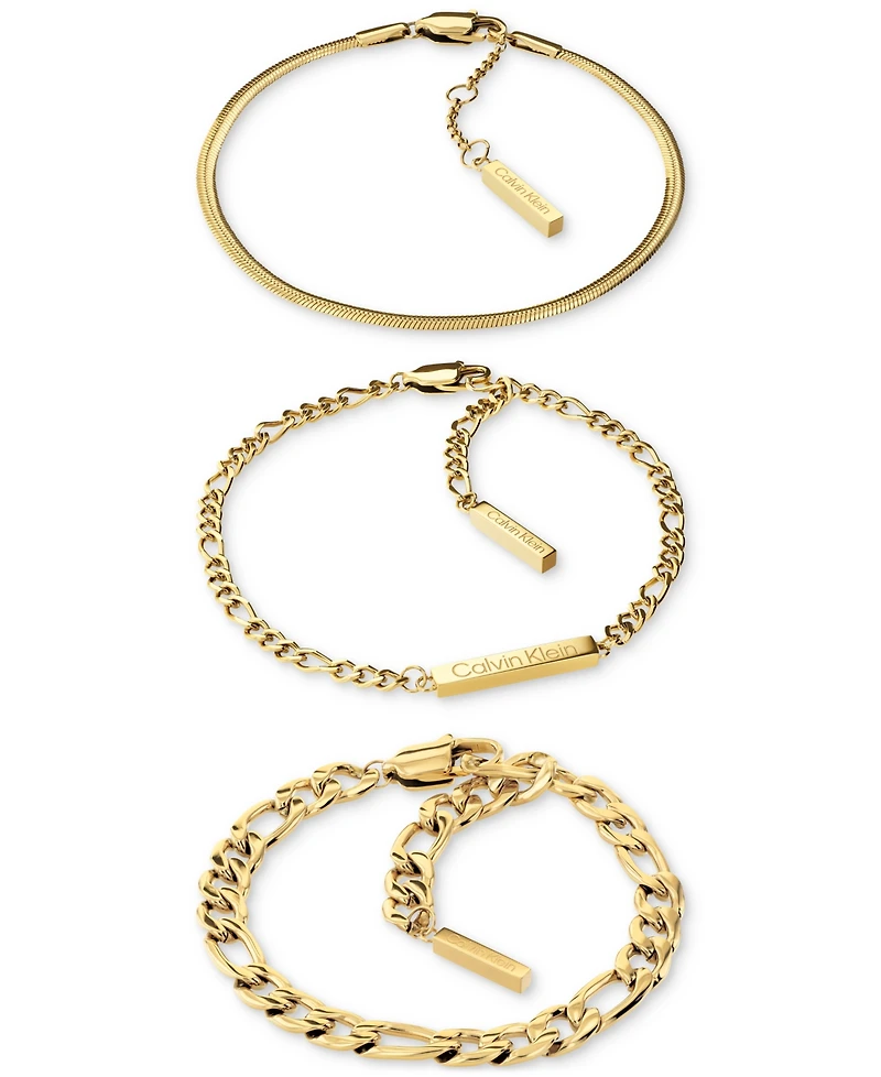 Calvin Klein Stainless Steel 3-Pc. Set Mixed Chain Bracelets
