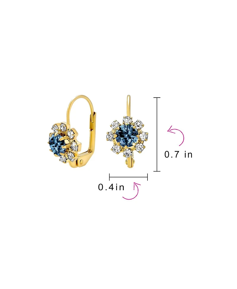 Bling Jewelry Flower Crystal Drop Earrings Gold Plated Brass Lever Back