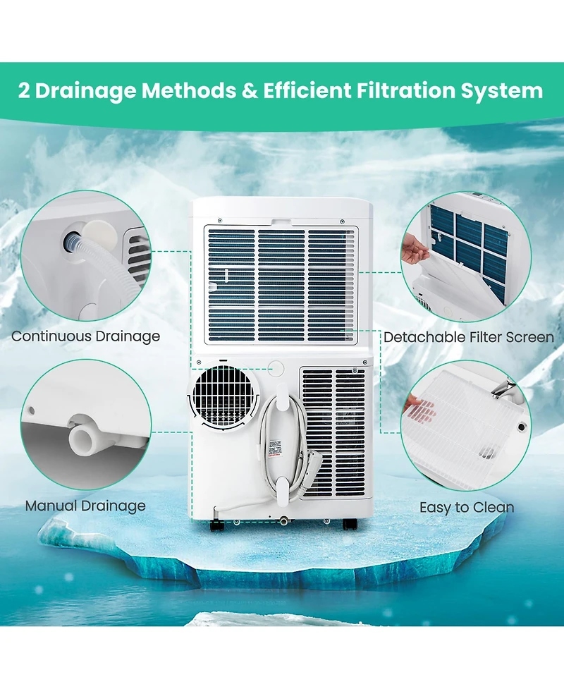 Gymax 12000 Btu Ashrae Portable Air Conditioner Controlled by WiFi Smart App & Remote