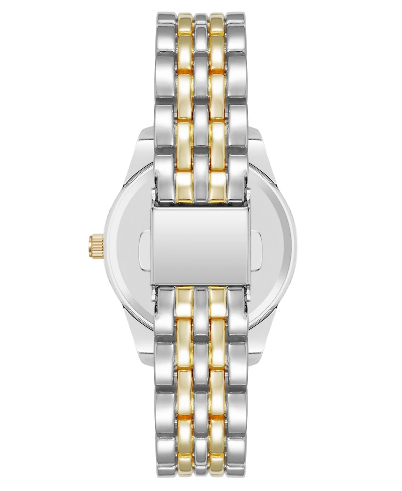 Anne Klein Women's Quartz Coin Edge Two-Tone Metal Alloy and Navy Dial Watch, 30mm