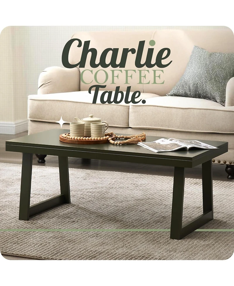Kings Brand Furniture Charlie Rectangular Coffee Table, Center Cocktail Tea Table for Living Room